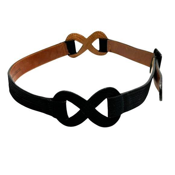 Vintage Giorgio Armani Black Waist Belt XS Fabric Buckle Italy - Picture 2 of 7